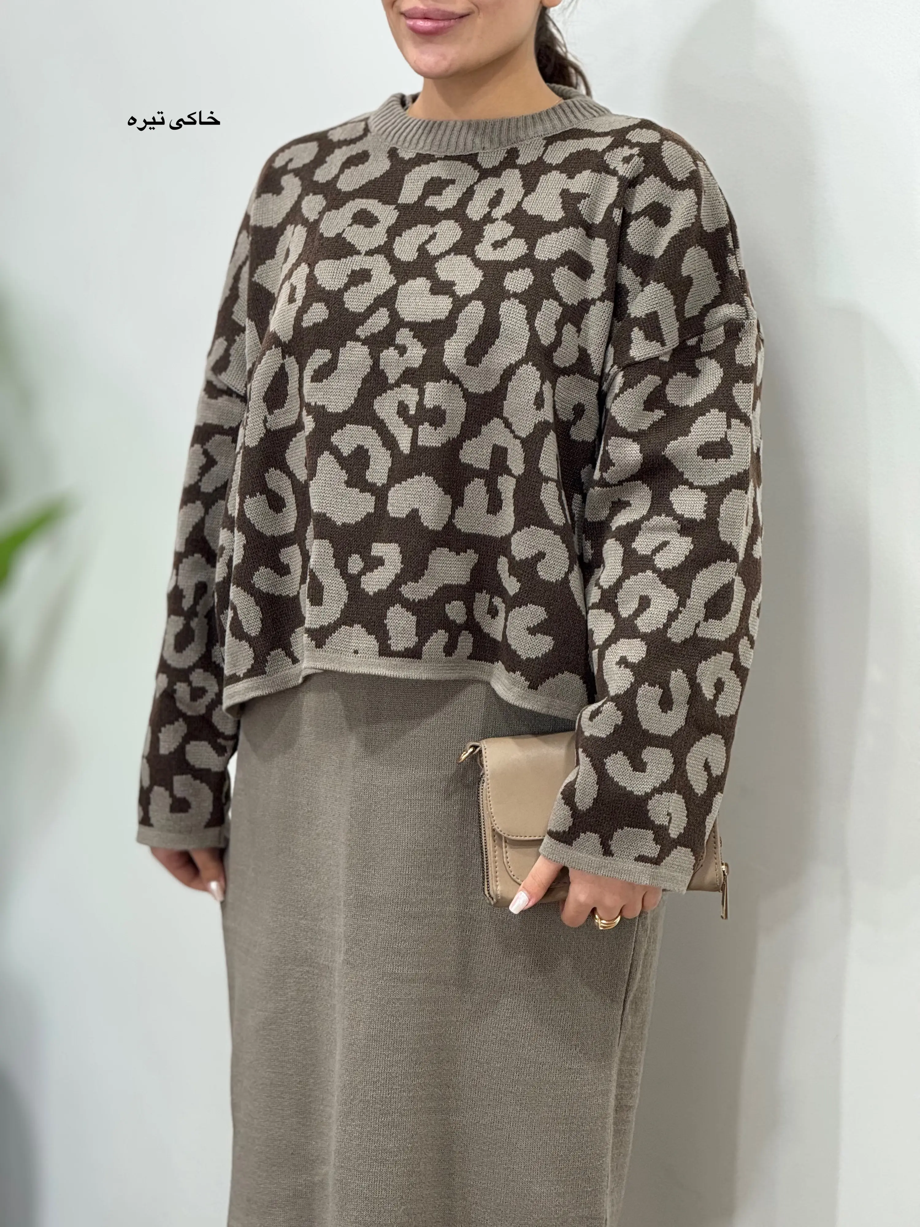 ست سارافون بلند و پلیور بافت تابان